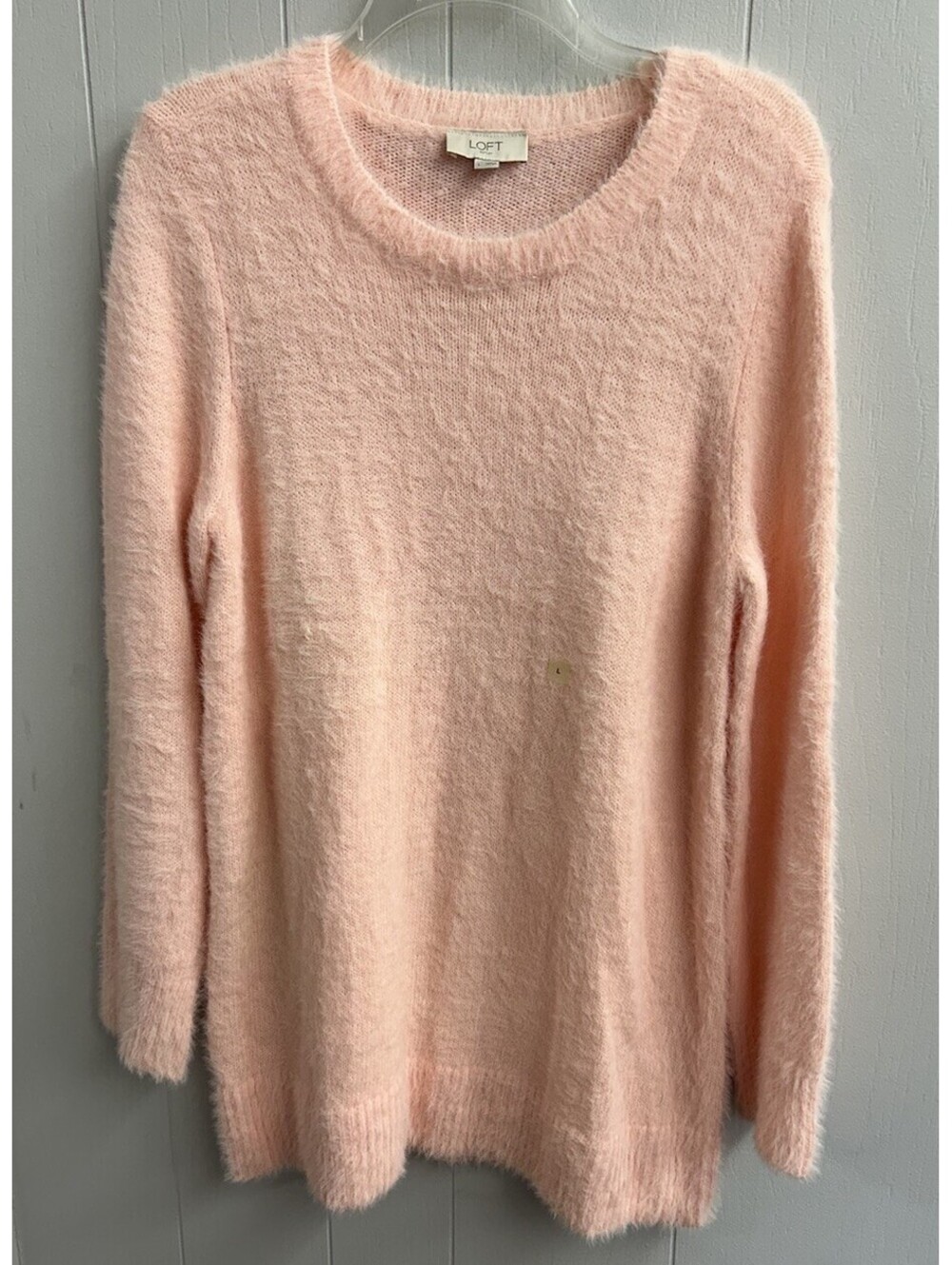 Loft Outlet Pullover Sweater. Light Pink Fuzzy. Long Length. Size Large. NWT